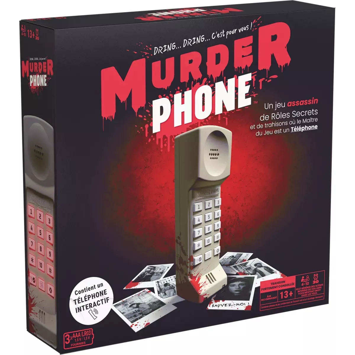 Vue de face de la boîte du jeu Murder Phone