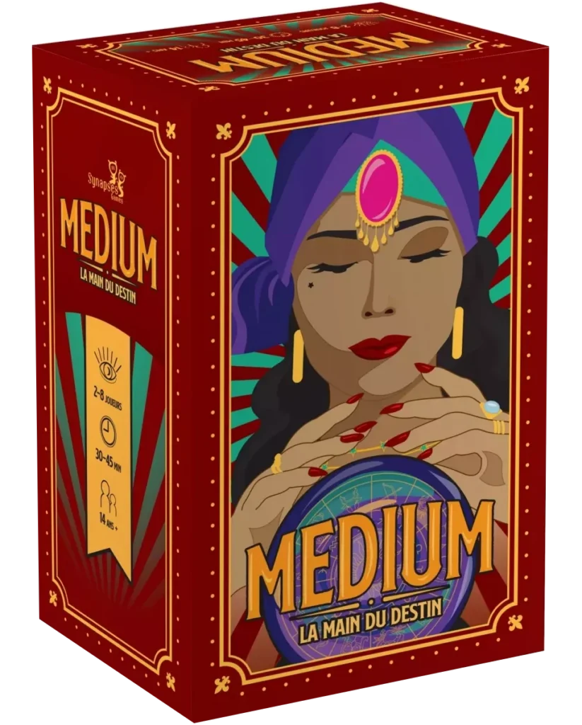 Vue de face de la boîte du jeu Medium : La Main du Destin