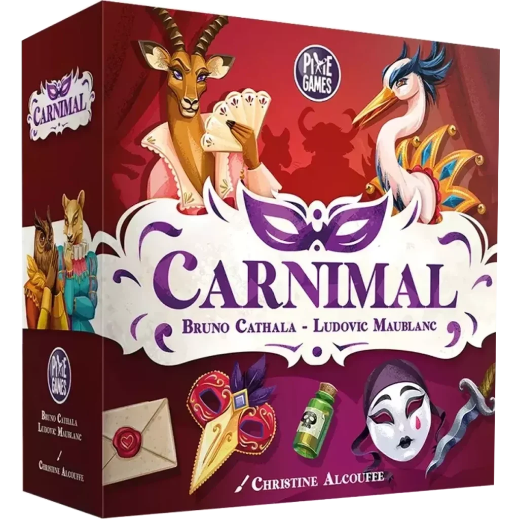 ue de face de la boîte du jeu Carnimal